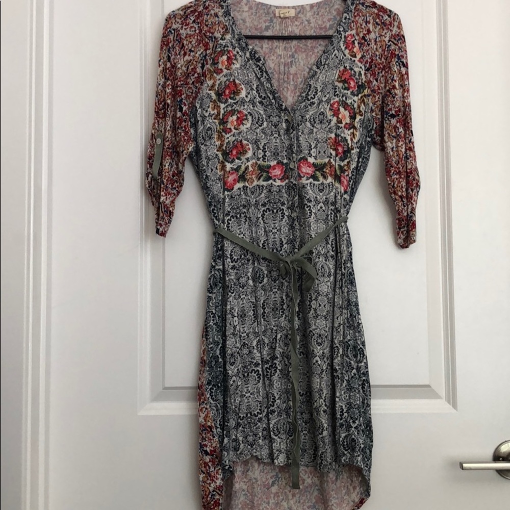 Unique Print Anthropologie Dress with Tie